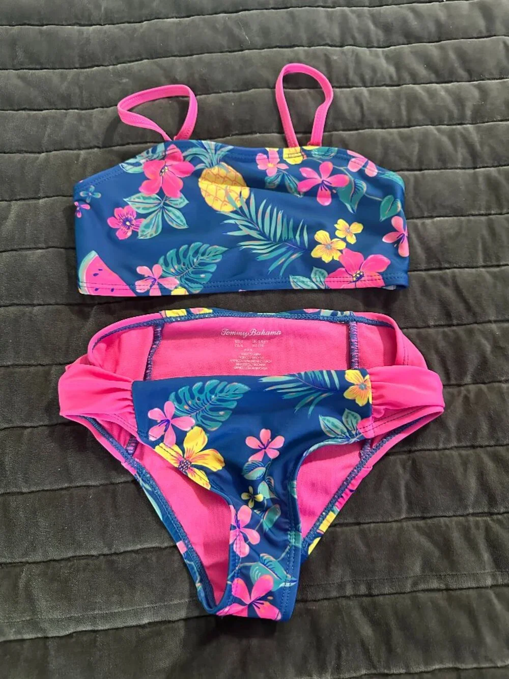Tommy Bahama Girls Floral 2 Piece Swimsuit / Long-Sleeve RashGuard - Size 6